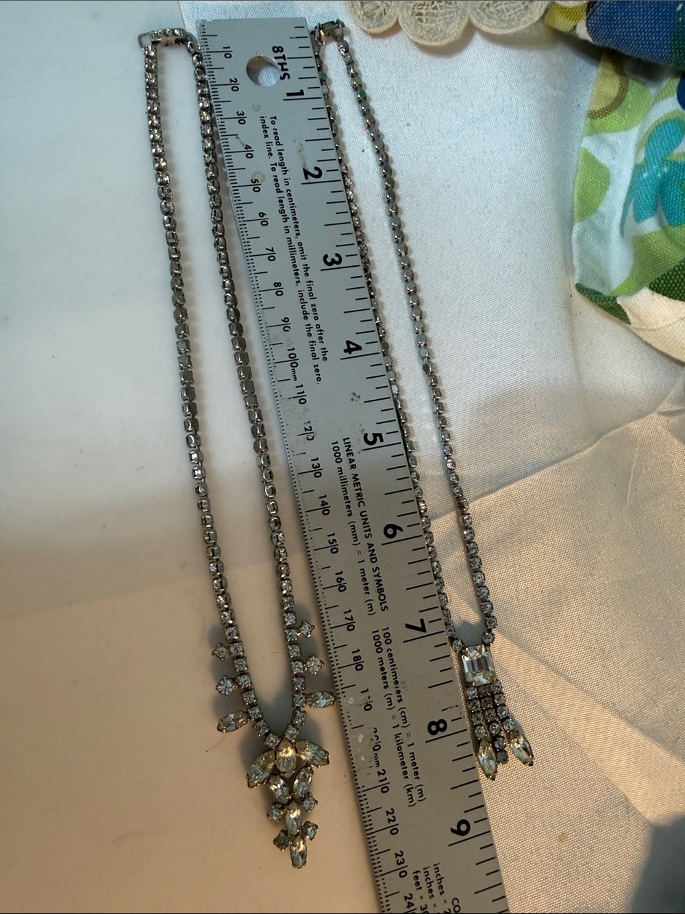 1 Coro & 1 Vintage Rhinestone silver Necklace ur choice both 14” & just over 14” - Picture 10 of 10